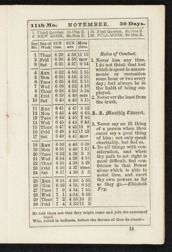 Scan 0015 of The Sunday-school pocket almanac for the year of Our Lord 1855