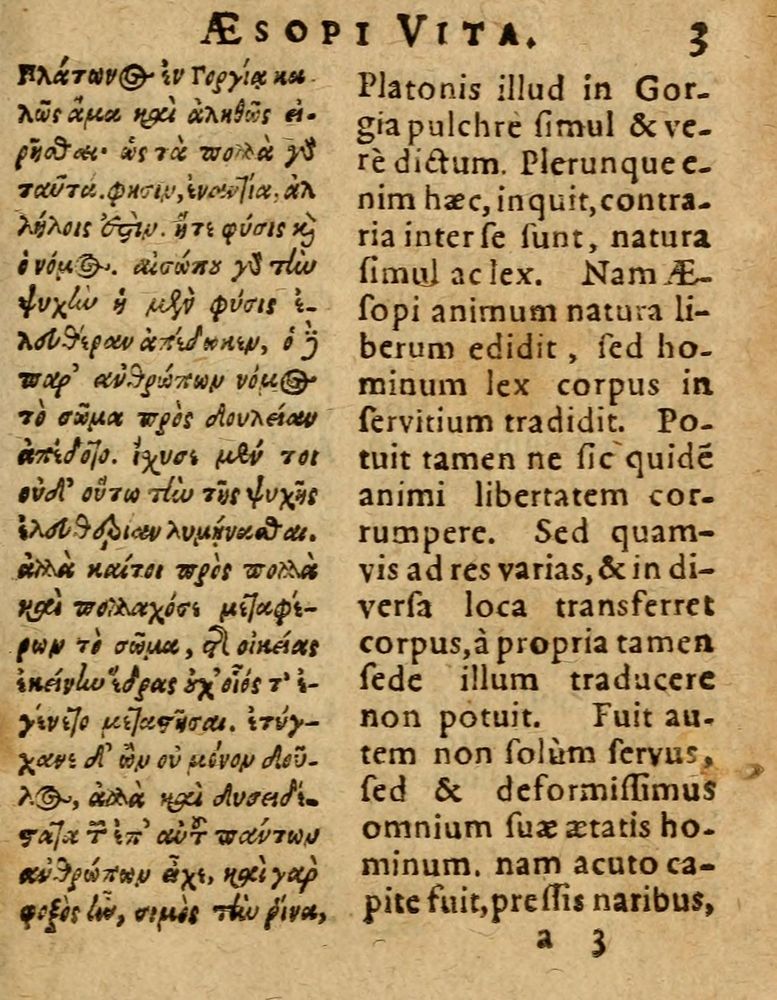 Scan 0009 of Æsopi Phrygis Fabulae graece et latine, cum aliis quibusdam opusculis