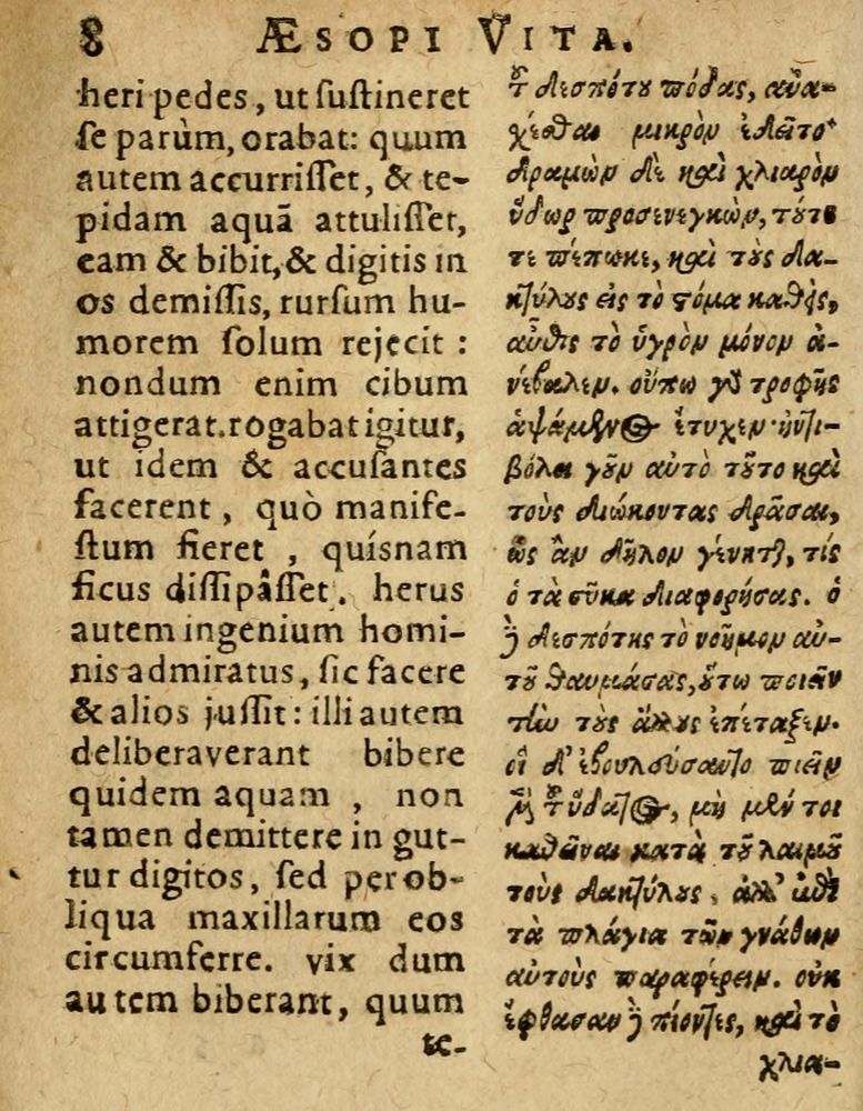 Scan 0014 of Æsopi Phrygis Fabulae graece et latine, cum aliis quibusdam opusculis