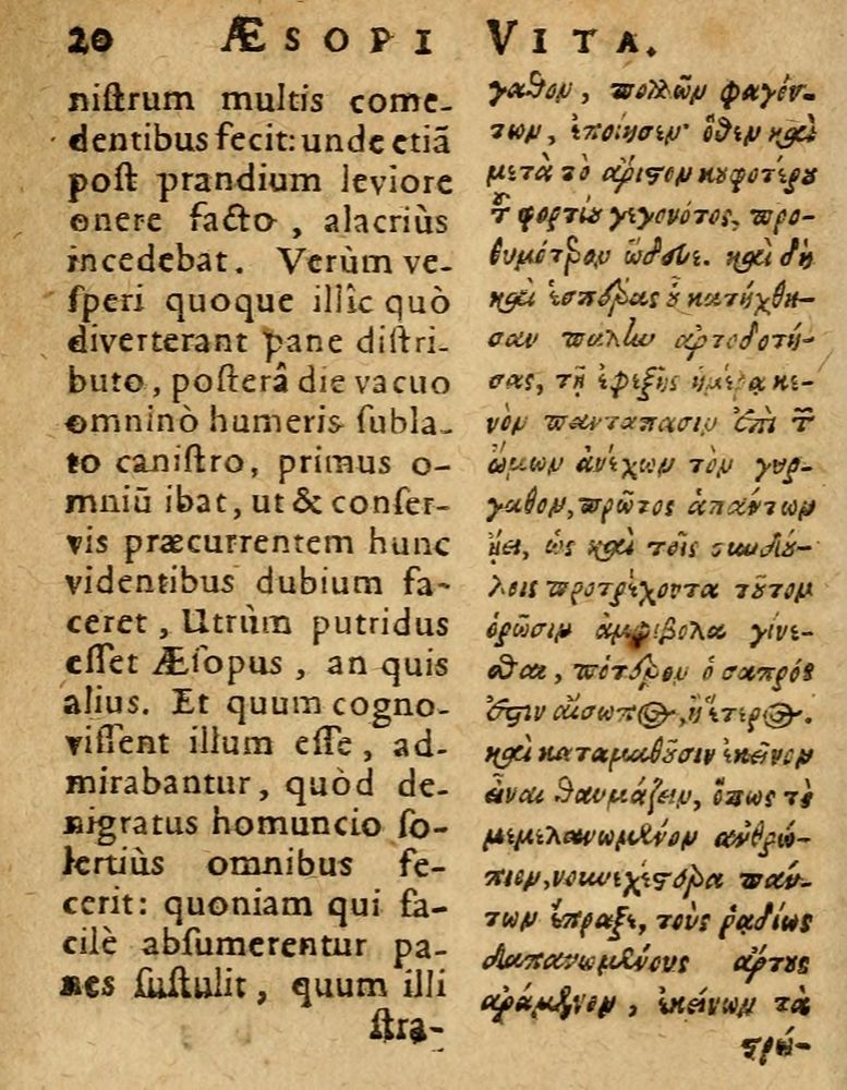Scan 0026 of Æsopi Phrygis Fabulae graece et latine, cum aliis quibusdam opusculis
