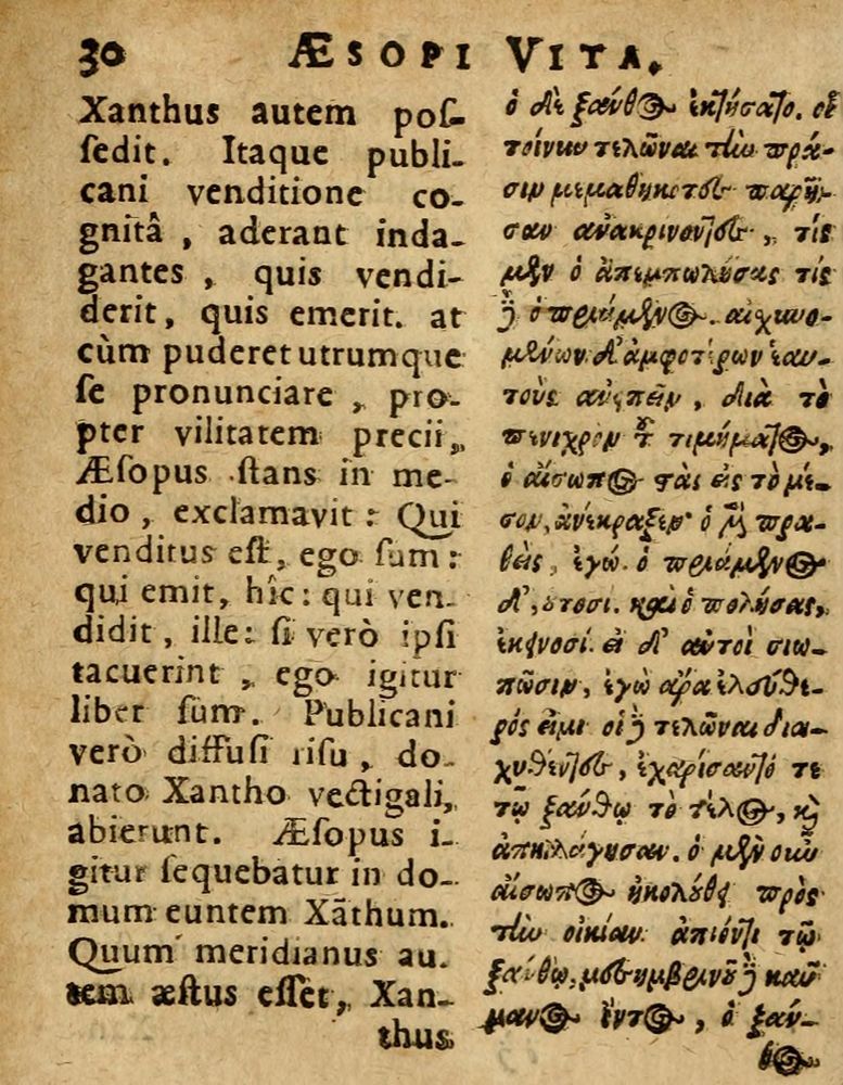 Scan 0036 of Æsopi Phrygis Fabulae graece et latine, cum aliis quibusdam opusculis