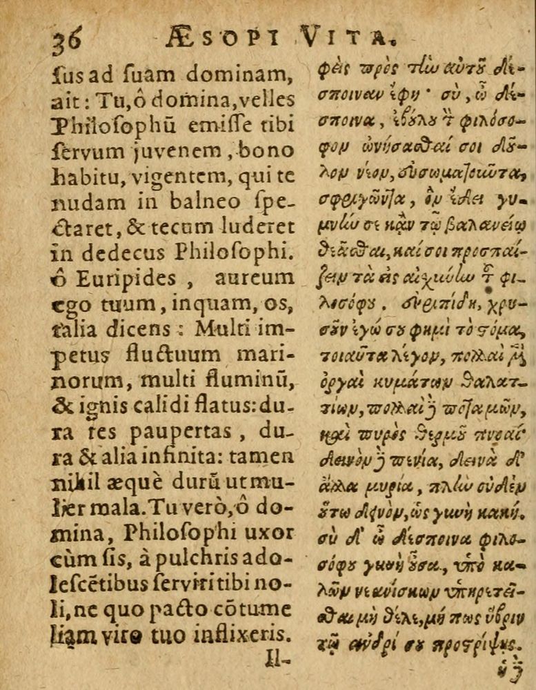 Scan 0042 of Æsopi Phrygis Fabulae graece et latine, cum aliis quibusdam opusculis