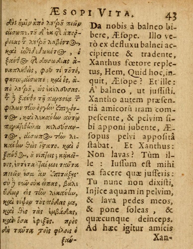 Scan 0049 of Æsopi Phrygis Fabulae graece et latine, cum aliis quibusdam opusculis