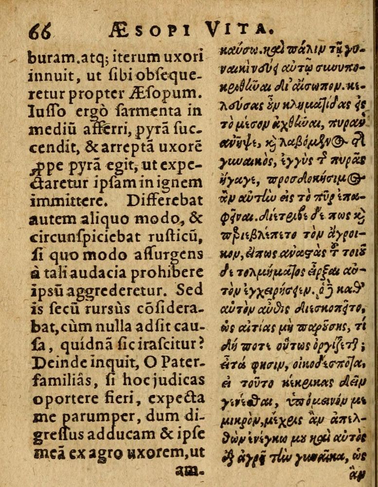 Scan 0072 of Æsopi Phrygis Fabulae graece et latine, cum aliis quibusdam opusculis