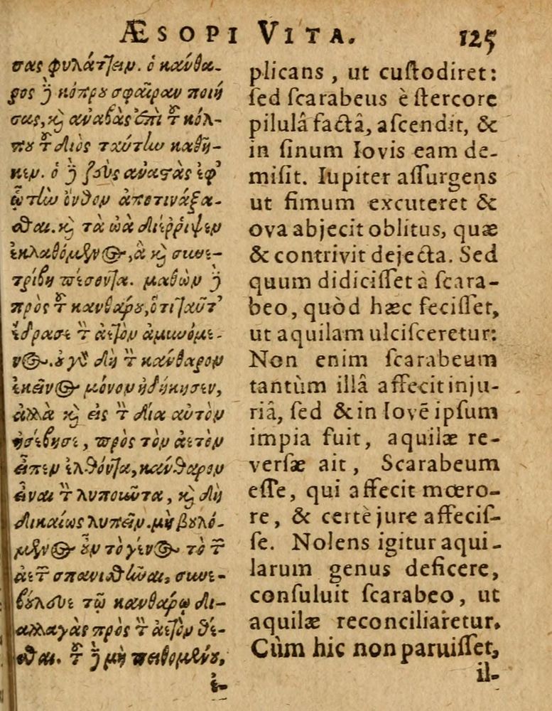 Scan 0131 of Æsopi Phrygis Fabulae graece et latine, cum aliis quibusdam opusculis