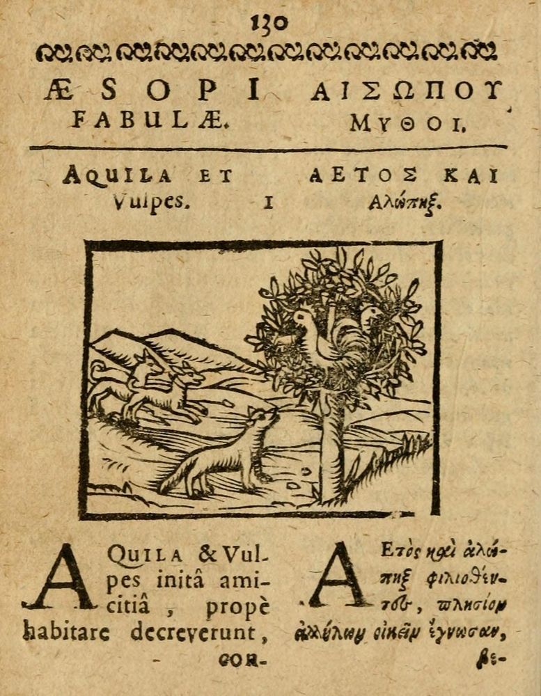 Scan 0136 of Æsopi Phrygis Fabulae graece et latine, cum aliis quibusdam opusculis