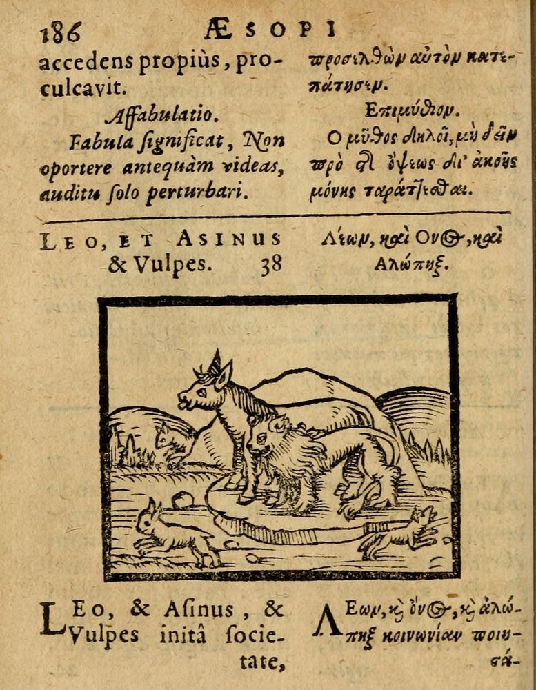 Scan 0192 of Æsopi Phrygis Fabulae graece et latine, cum aliis quibusdam opusculis