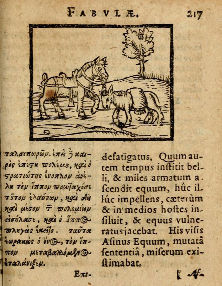 Scan 0223 of Æsopi Phrygis Fabulae graece et latine, cum aliis quibusdam opusculis