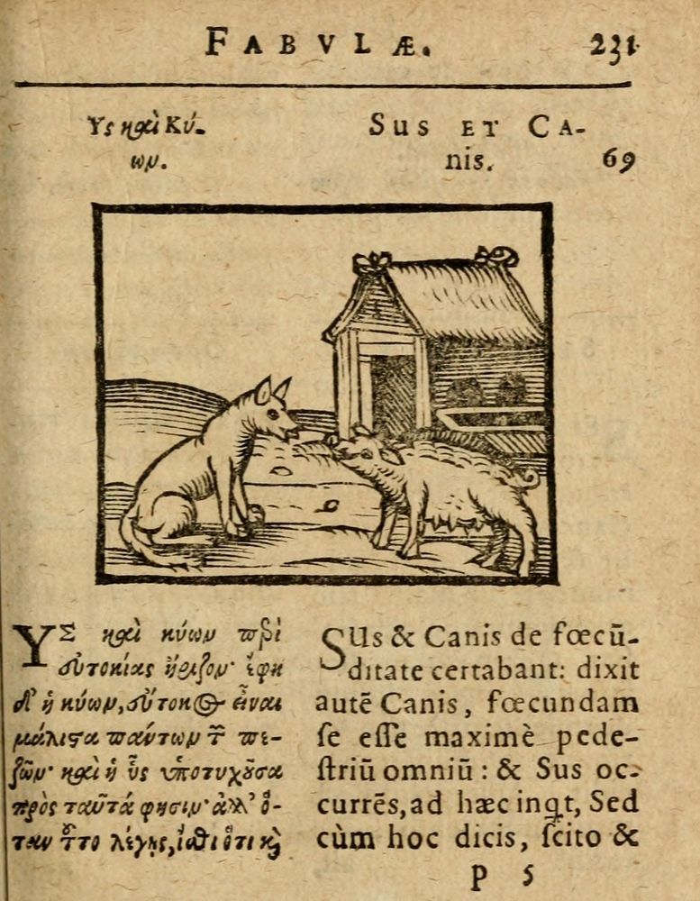 Scan 0237 of Æsopi Phrygis Fabulae graece et latine, cum aliis quibusdam opusculis