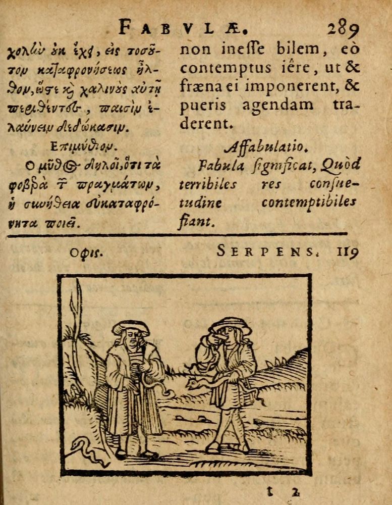 Scan 0295 of Æsopi Phrygis Fabulae graece et latine, cum aliis quibusdam opusculis