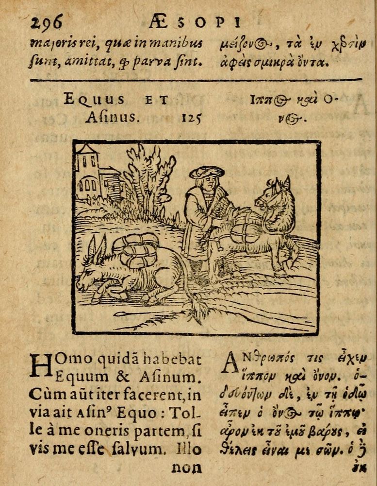 Scan 0302 of Æsopi Phrygis Fabulae graece et latine, cum aliis quibusdam opusculis