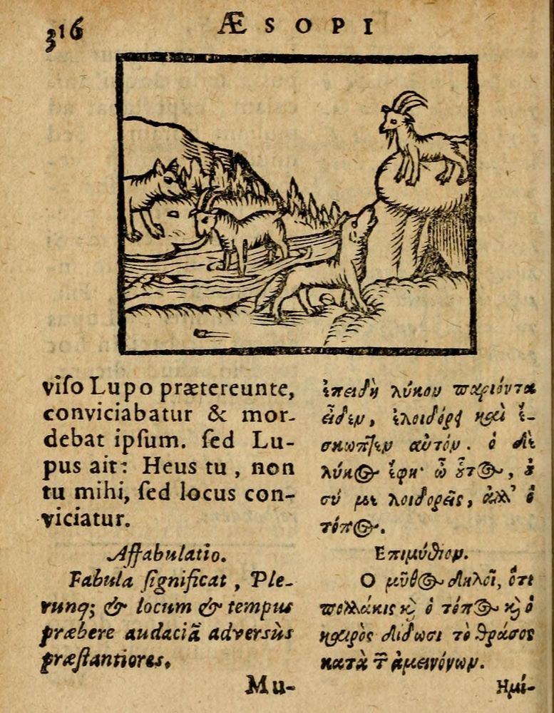 Scan 0322 of Æsopi Phrygis Fabulae graece et latine, cum aliis quibusdam opusculis