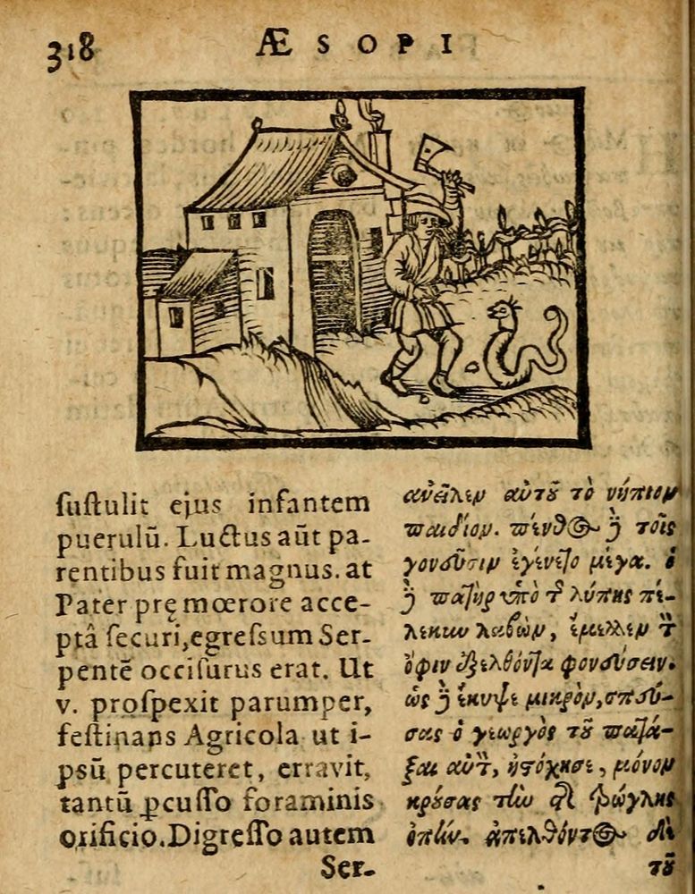Scan 0324 of Æsopi Phrygis Fabulae graece et latine, cum aliis quibusdam opusculis