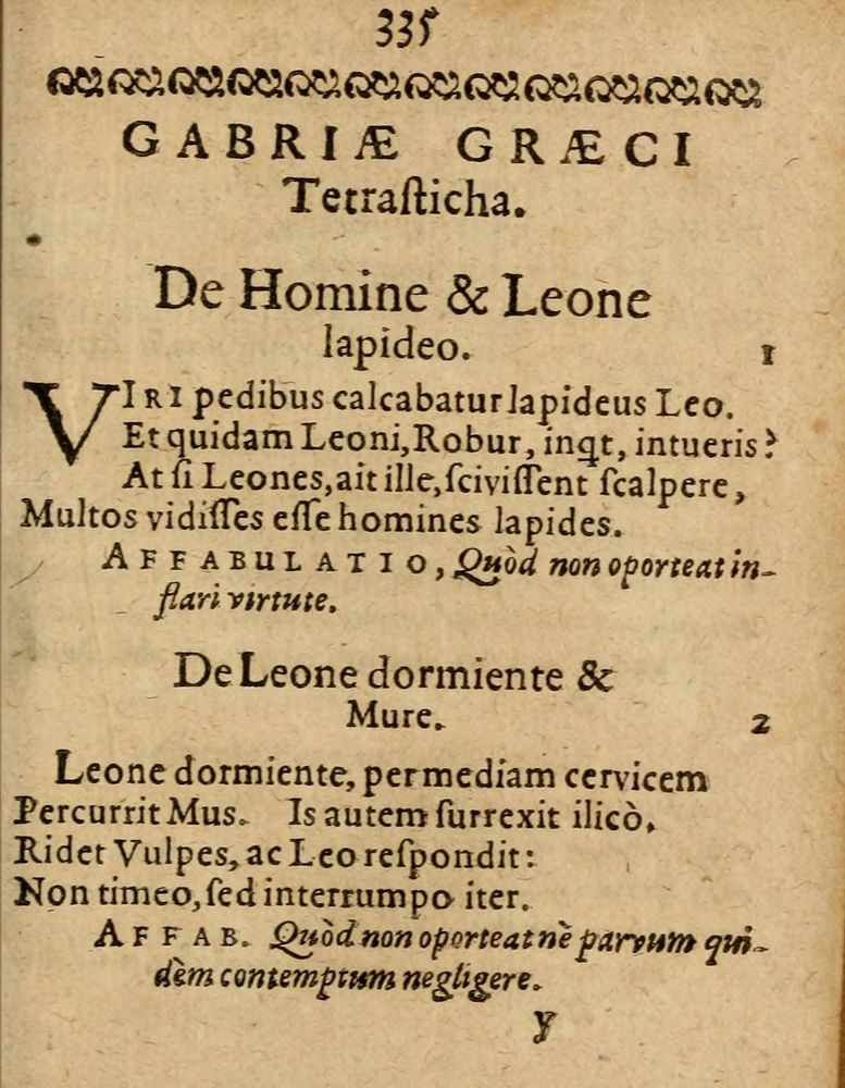 Scan 0341 of Æsopi Phrygis Fabulae graece et latine, cum aliis quibusdam opusculis