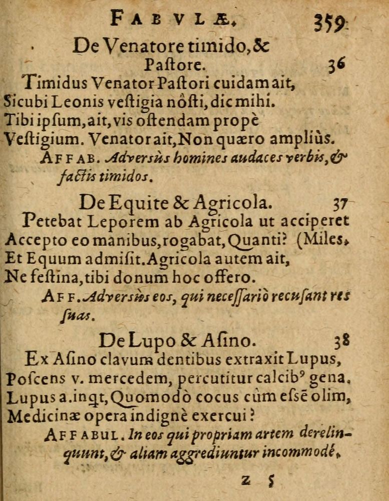 Scan 0365 of Æsopi Phrygis Fabulae graece et latine, cum aliis quibusdam opusculis