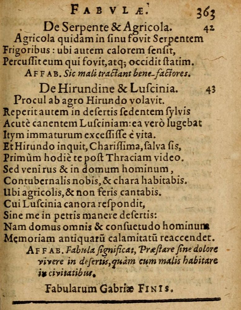 Scan 0369 of Æsopi Phrygis Fabulae graece et latine, cum aliis quibusdam opusculis