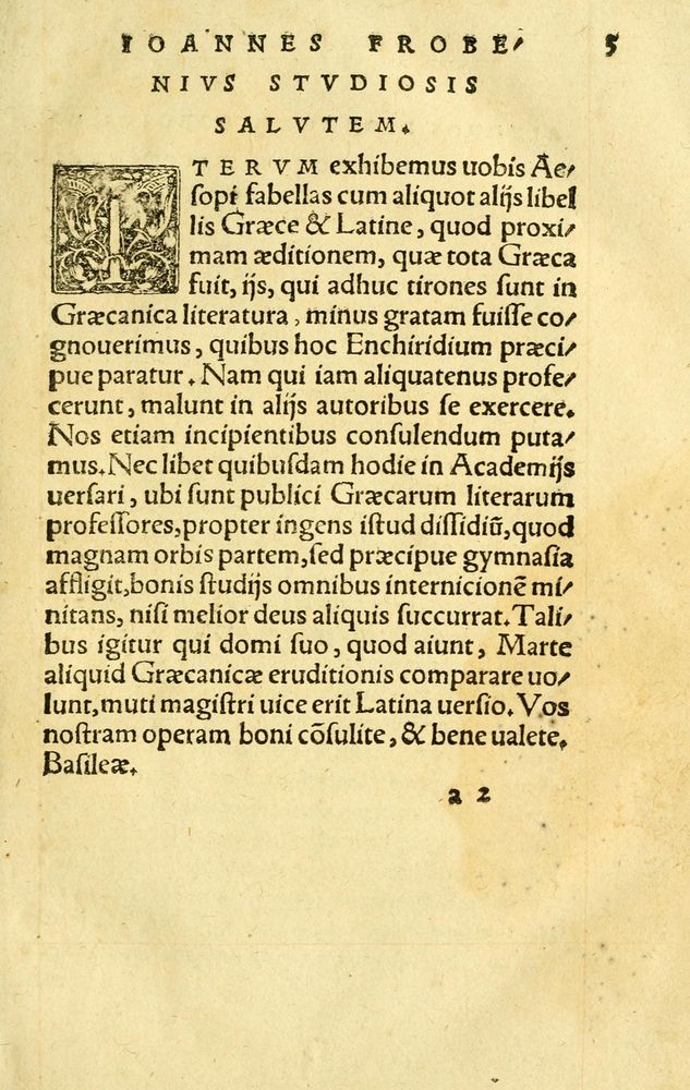 Scan 0007 of Aesopi Phrygis fabellae græce & latine