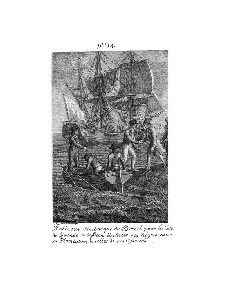 Scan 0033 of Collection de cent-cinquante gravures représentant et formant une suite non interrompue des voyages et aventures surprenantes de Robinson Crusoé
