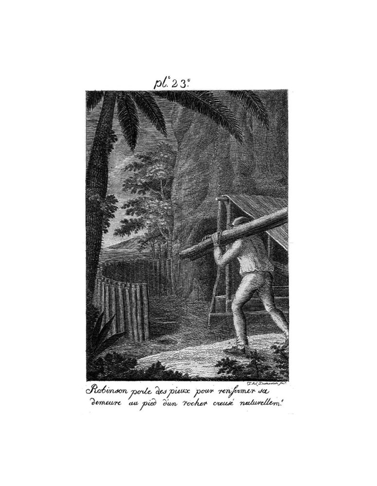 Scan 0051 of Collection de cent-cinquante gravures représentant et formant une suite non interrompue des voyages et aventures surprenantes de Robinson Crusoé
