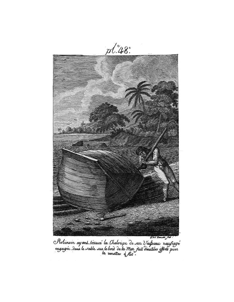 Scan 0101 of Collection de cent-cinquante gravures représentant et formant une suite non interrompue des voyages et aventures surprenantes de Robinson Crusoé