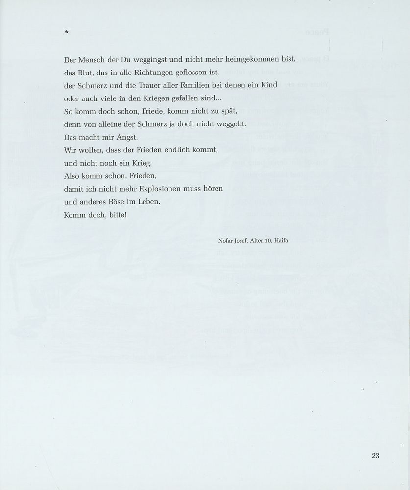 Scan 0027 of ילדים כותבים שלום = [al-Awlad yaktubuna al-salam] = Children write for peace = Kinder schreiben fur den Frieden